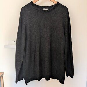 J. Jill Metallic Black Festive Midweight Pullover Sweater Rayon Cotton Blend XL